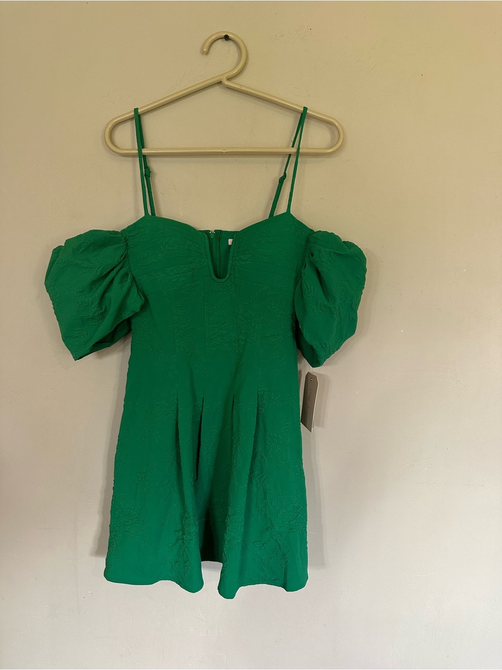 City Studio Green Puff-Sleeve Mini Dress - Picture 2 of 5